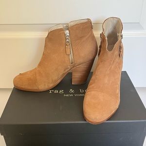 Rag & Bone tan camel Margot suede boot bootie size US 8.5 / Europe 38.5